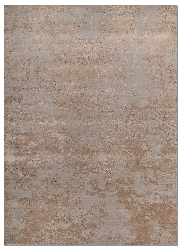 project error by kavi grey and black wool and bamboo silk hand knotted Rug - HeadShot