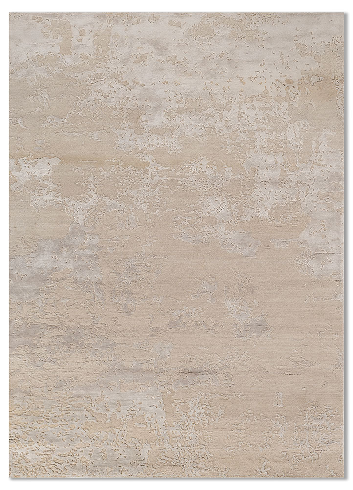 project error by kavi ivory wool and bamboo silk hand knotted Rug - HeadShot