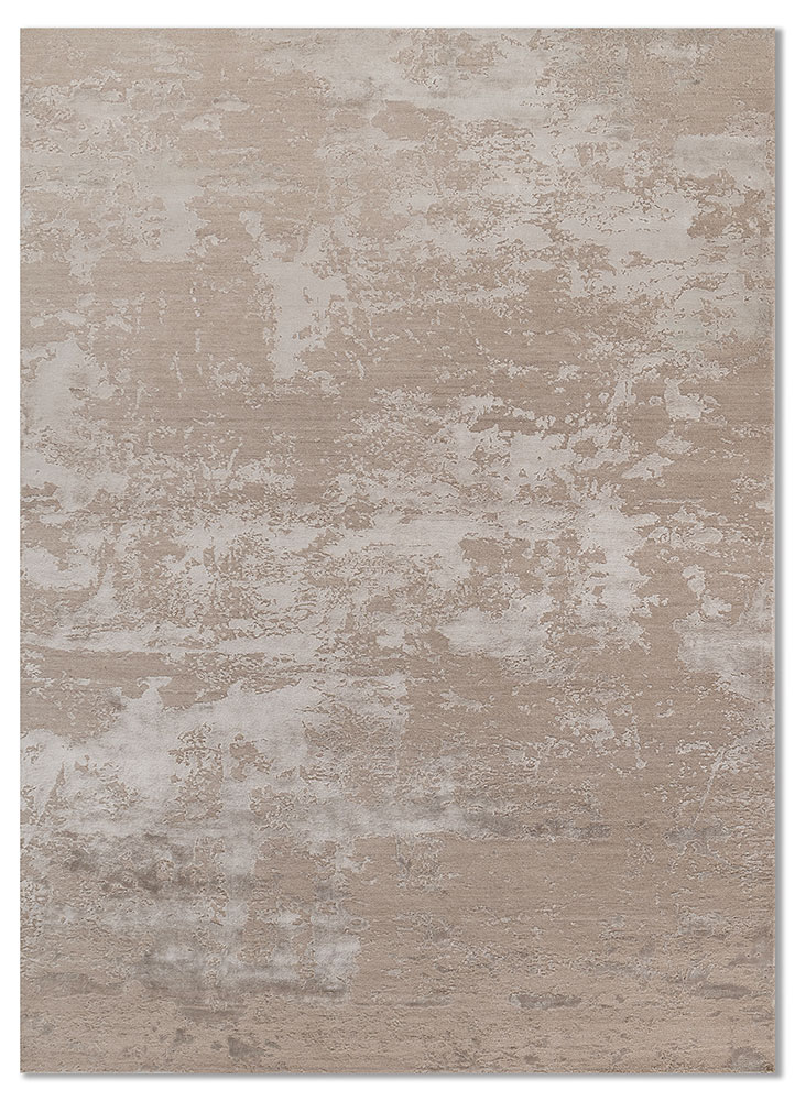 project error by kavi beige and brown wool and bamboo silk hand knotted Rug - HeadShot