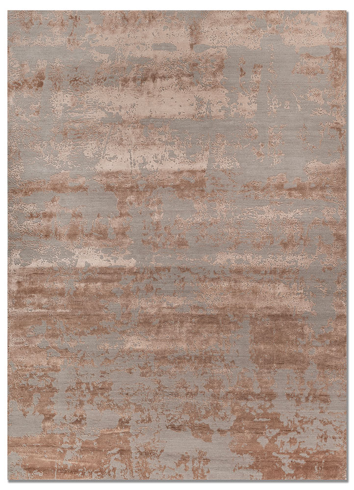 project error by kavi grey and black wool and bamboo silk hand knotted Rug - HeadShot