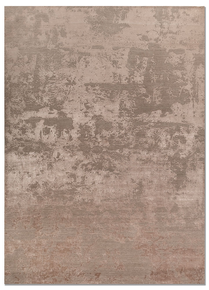 project error by kavi beige and brown wool and bamboo silk hand knotted Rug - HeadShot