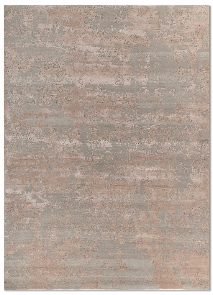 project error by kavi grey and black wool and bamboo silk hand knotted Rug - HeadShot