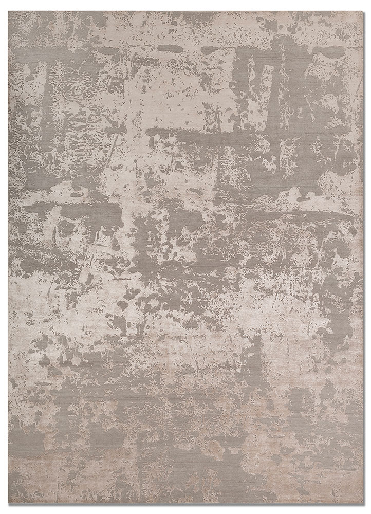 project error by kavi grey and black wool and bamboo silk hand knotted Rug - HeadShot