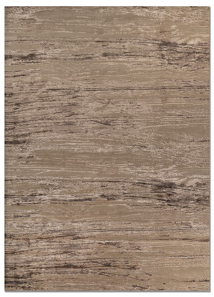 project error by kavi beige and brown wool and bamboo silk hand knotted Rug - HeadShot