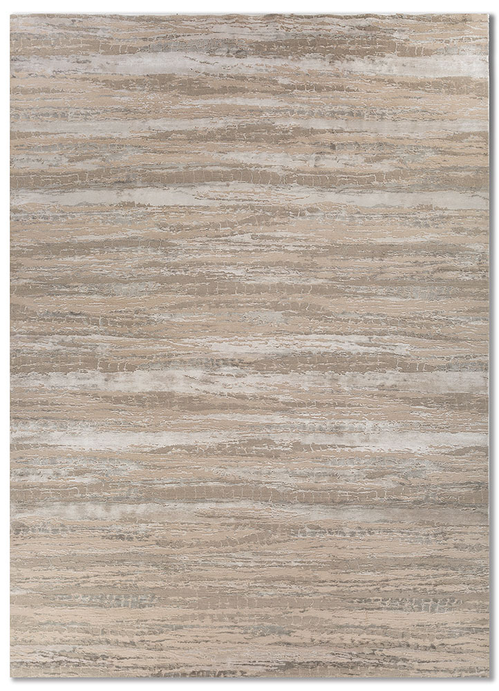 chaos theory by kavi grey and black wool and bamboo silk hand knotted Rug - HeadShot