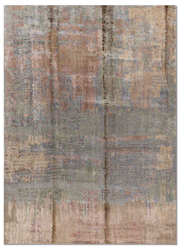 aprezo grey and black wool and bamboo silk hand knotted Rug - HeadShot
