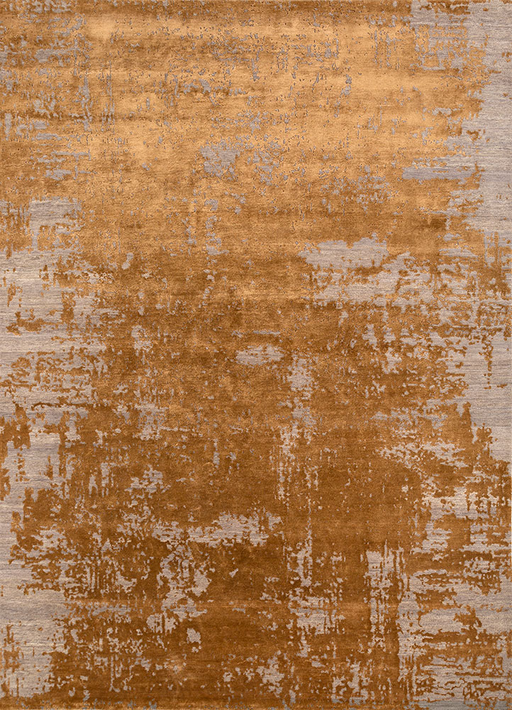chaos theory by kavi grey and black wool and bamboo silk hand knotted Rug - HeadShot