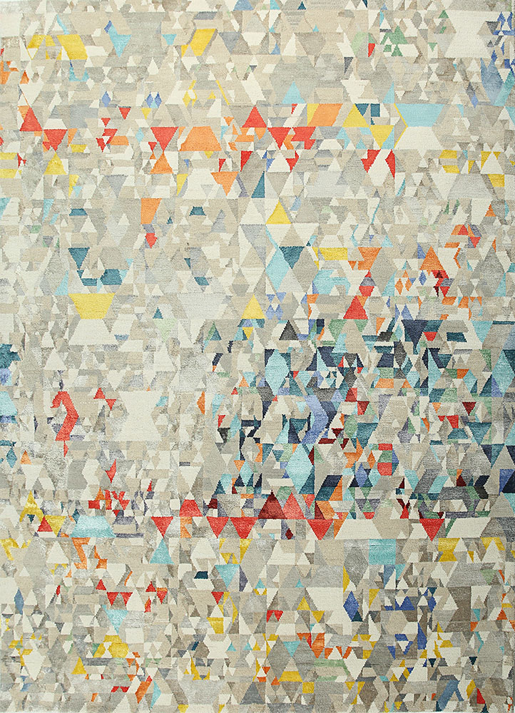 chaos theory by kavi multi wool and bamboo silk hand knotted Rug - HeadShot