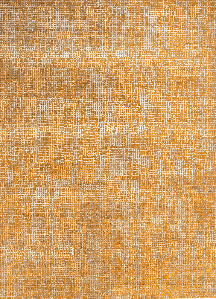 project error by kavi gold wool and bamboo silk hand knotted Rug - HeadShot
