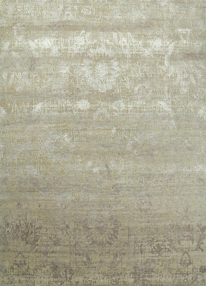 chaos theory by kavi grey and black wool and bamboo silk hand knotted Rug - HeadShot