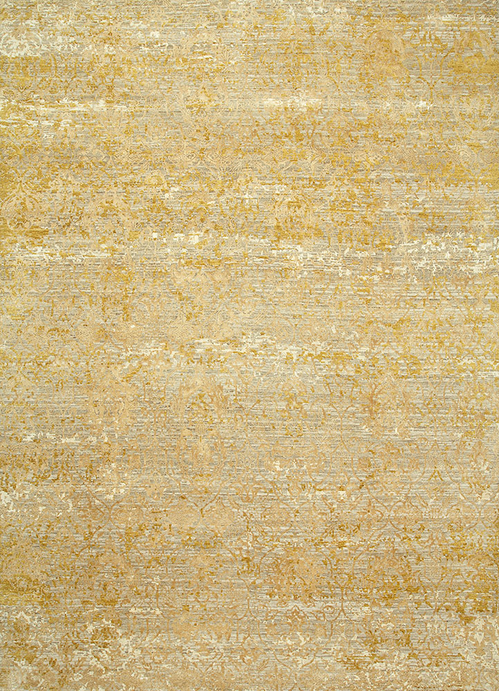 chaos theory by kavi gold wool and bamboo silk hand knotted Rug - HeadShot