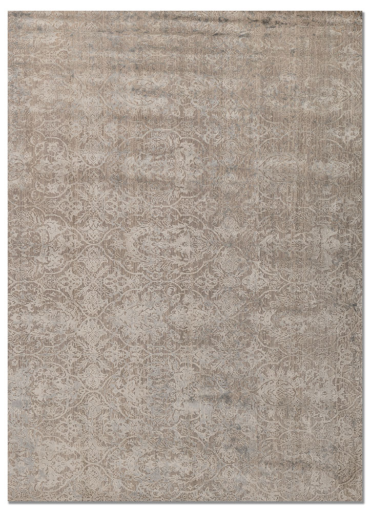 aprezo grey and black wool and bamboo silk hand knotted Rug - HeadShot