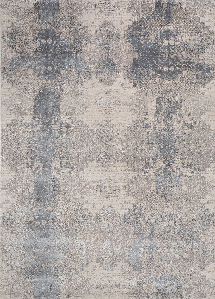 project error by kavi grey and black wool and bamboo silk hand knotted Rug - HeadShot