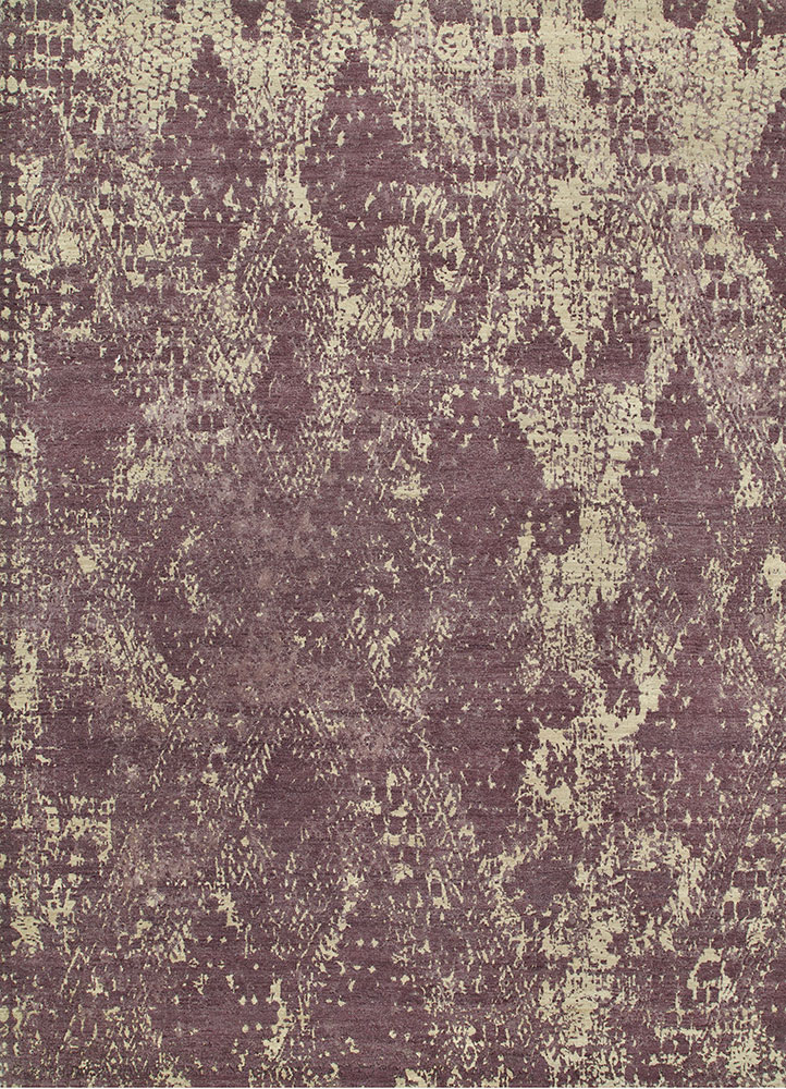 project error by kavi ivory wool and bamboo silk hand knotted Rug - HeadShot