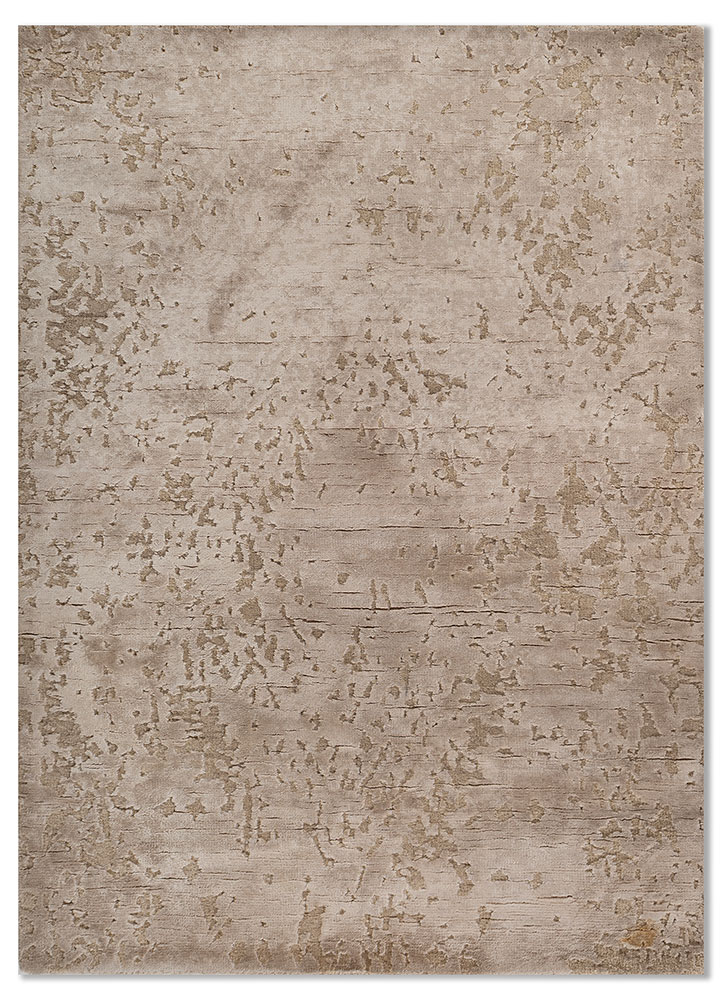 project error by kavi ivory wool and bamboo silk hand knotted Rug - HeadShot