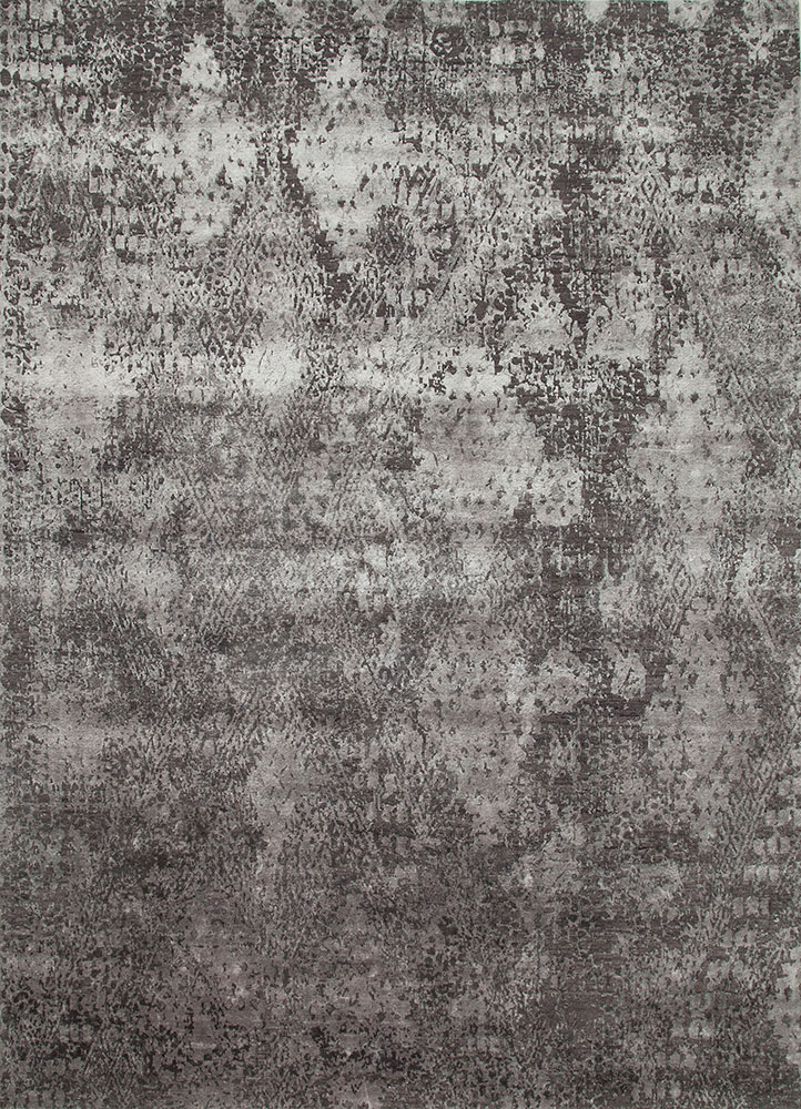 project error by kavi grey and black  hand knotted Rug - HeadShot