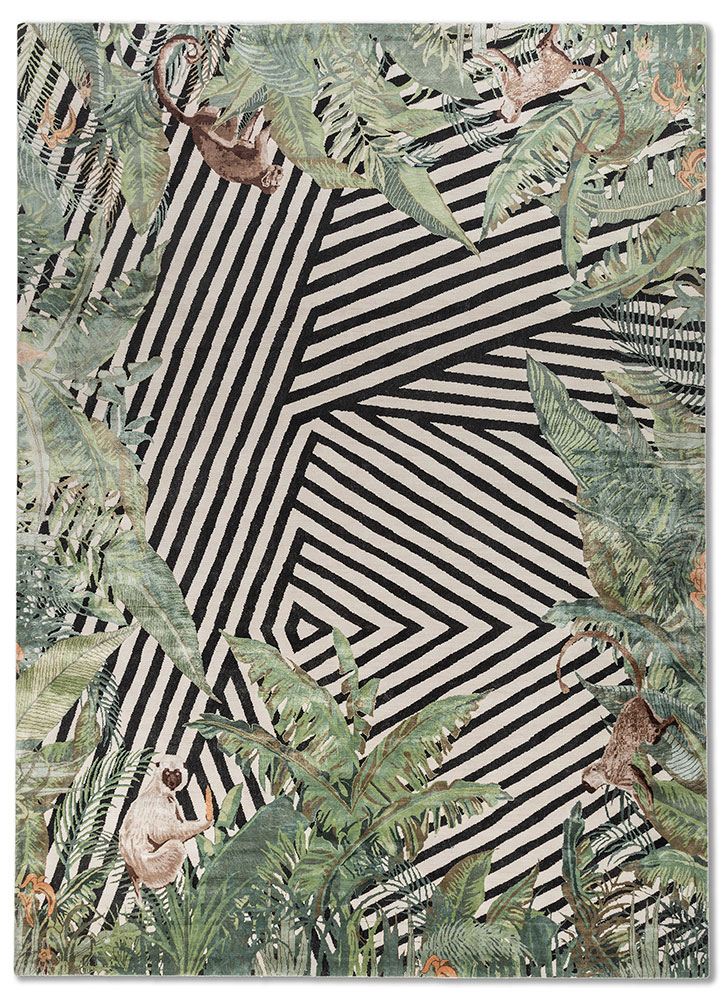 pansy grey and black wool and bamboo silk hand knotted Rug - HeadShot