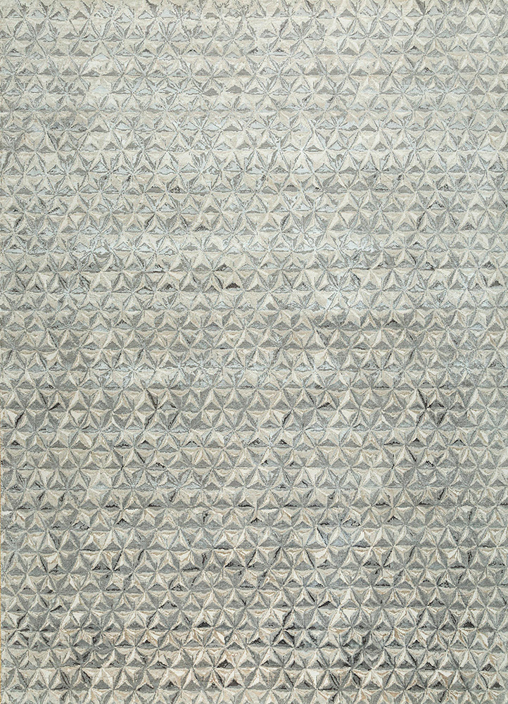 chaos theory by kavi grey and black wool and bamboo silk hand knotted Rug - HeadShot