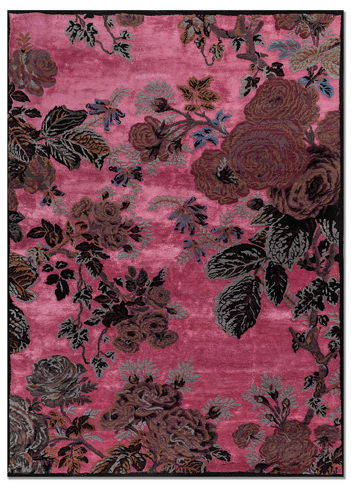 gilded age red and orange wool and bamboo silk hand knotted Rug - HeadShot