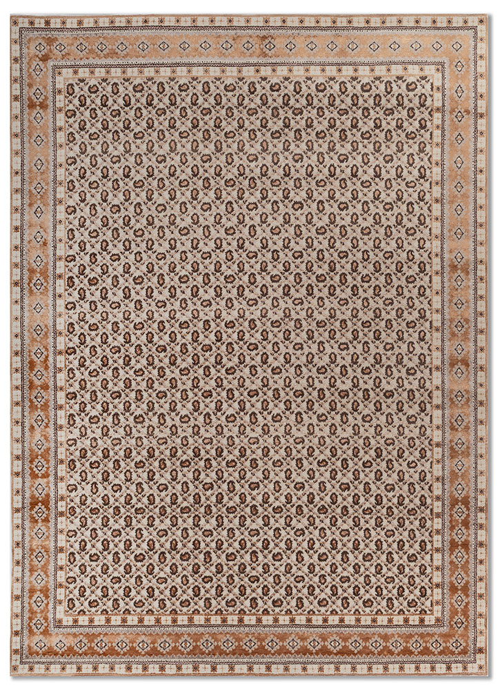 gilded age ivory wool and bamboo silk hand knotted Rug - HeadShot