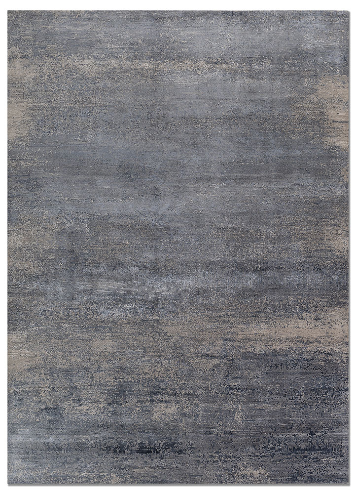 afterglow by kavi grey and black wool and bamboo silk hand knotted Rug - HeadShot