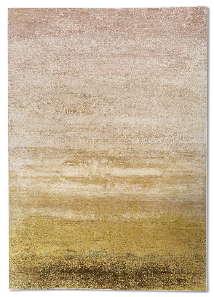 afterglow by kavi green wool and bamboo silk hand knotted Rug - HeadShot