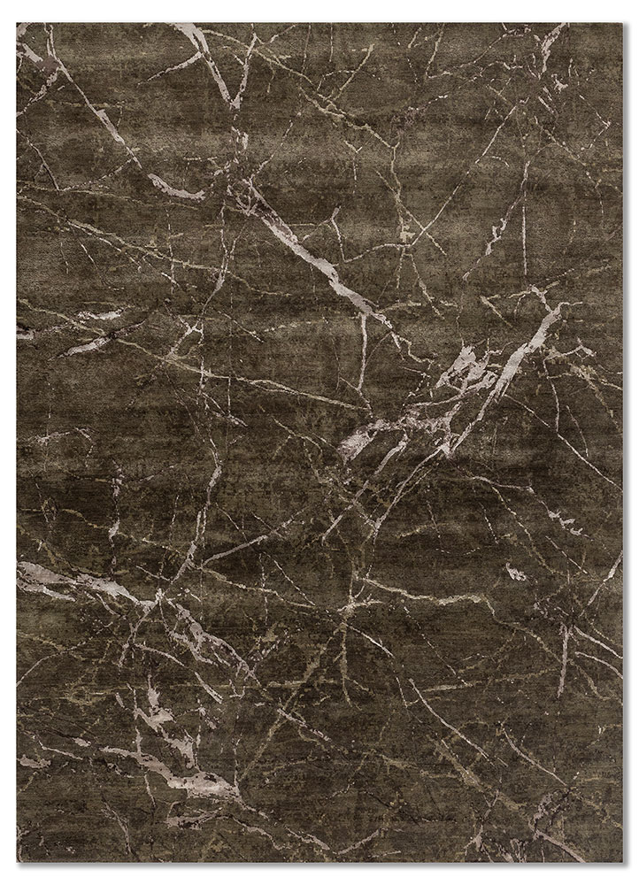 urban pause by kavi grey and black wool and bamboo silk hand knotted Rug - HeadShot