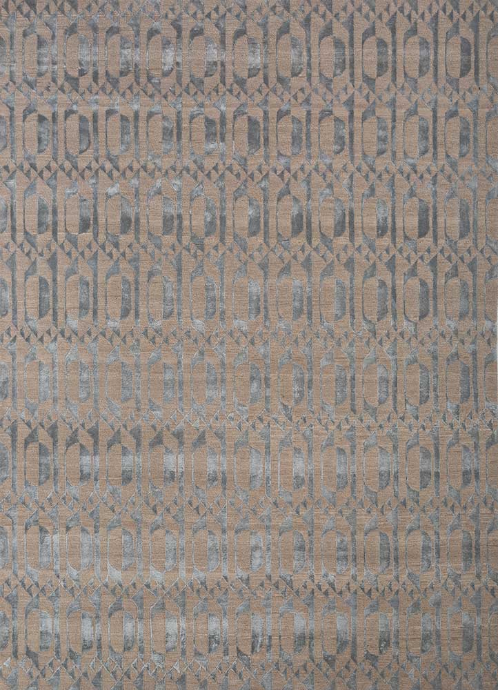 project error by kavi ivory wool and bamboo silk hand knotted Rug - HeadShot