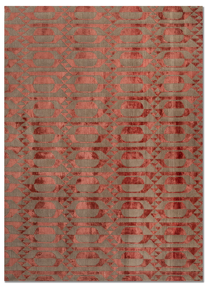 aprezo beige and brown wool and bamboo silk hand knotted Rug - HeadShot
