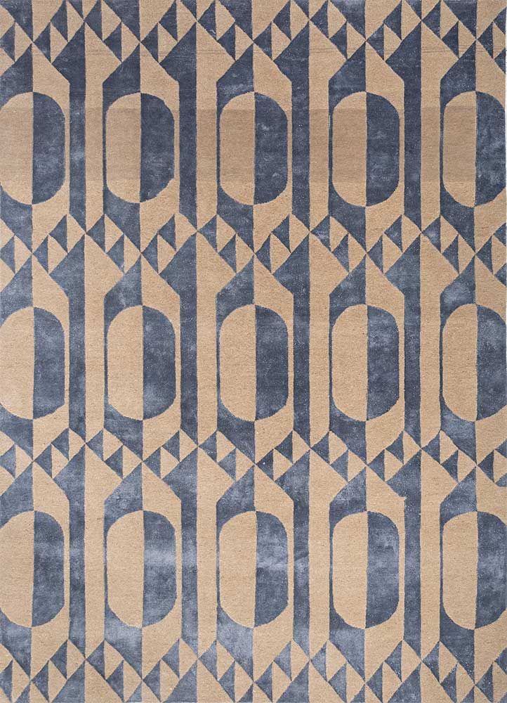 aakar by kavi beige and brown wool and bamboo silk hand knotted Rug - HeadShot