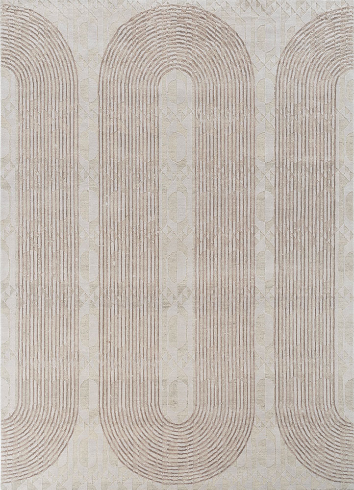 aakar by kavi ivory wool and bamboo silk hand knotted Rug - HeadShot