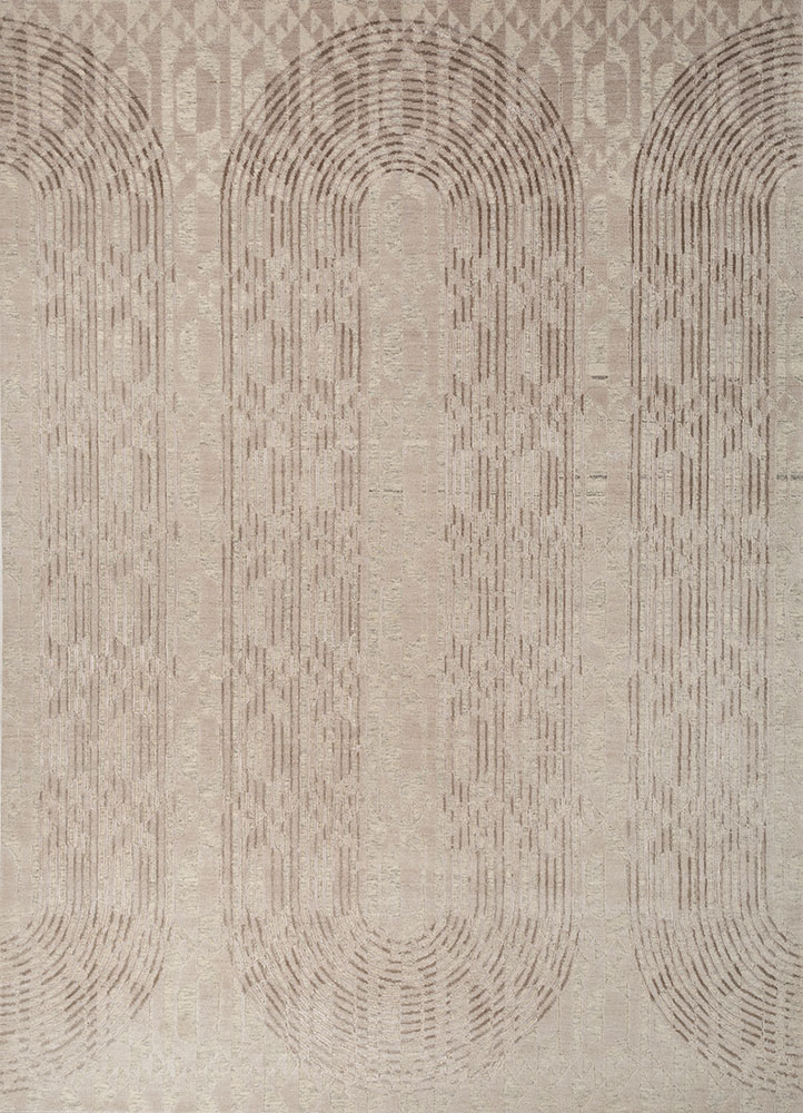 aakar by kavi ivory wool and bamboo silk hand knotted Rug - HeadShot