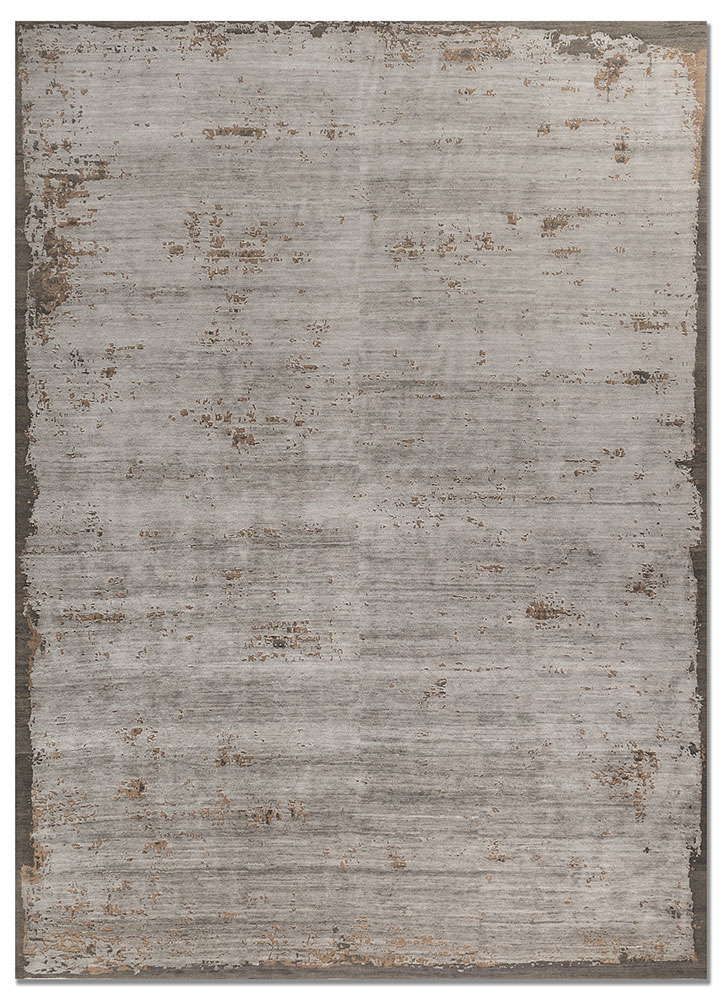 aprezo grey and black tencil hand knotted Rug - HeadShot