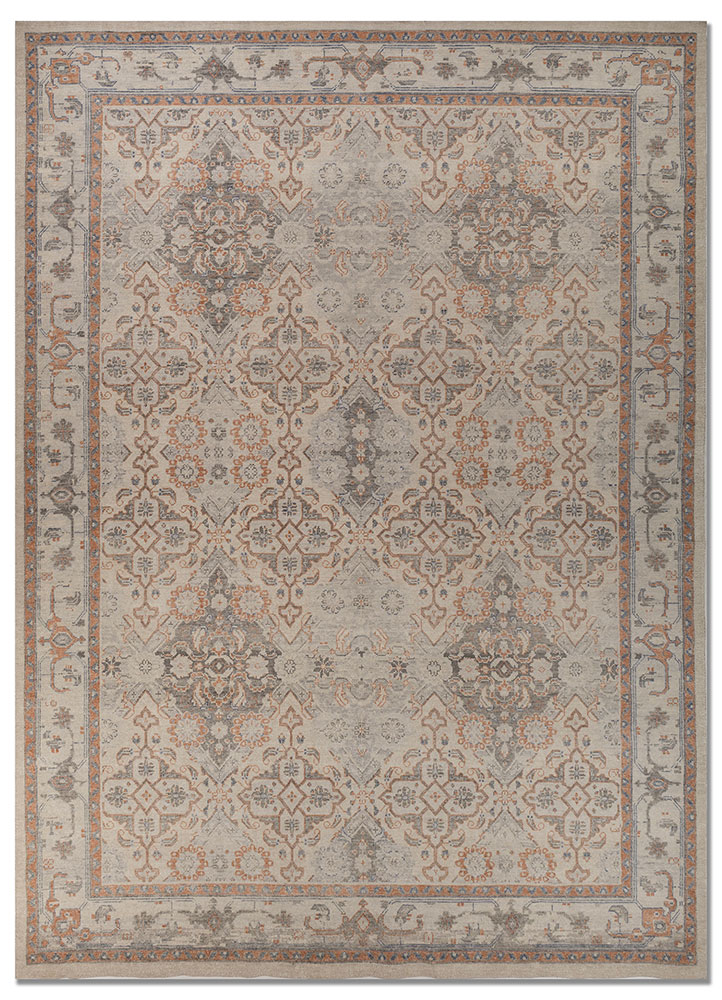 erbe beige and brown wool hand knotted Rug - HeadShot
