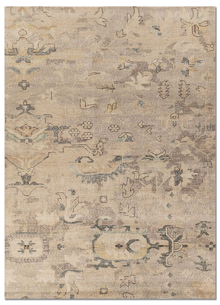erbe ivory wool hand knotted Rug - HeadShot