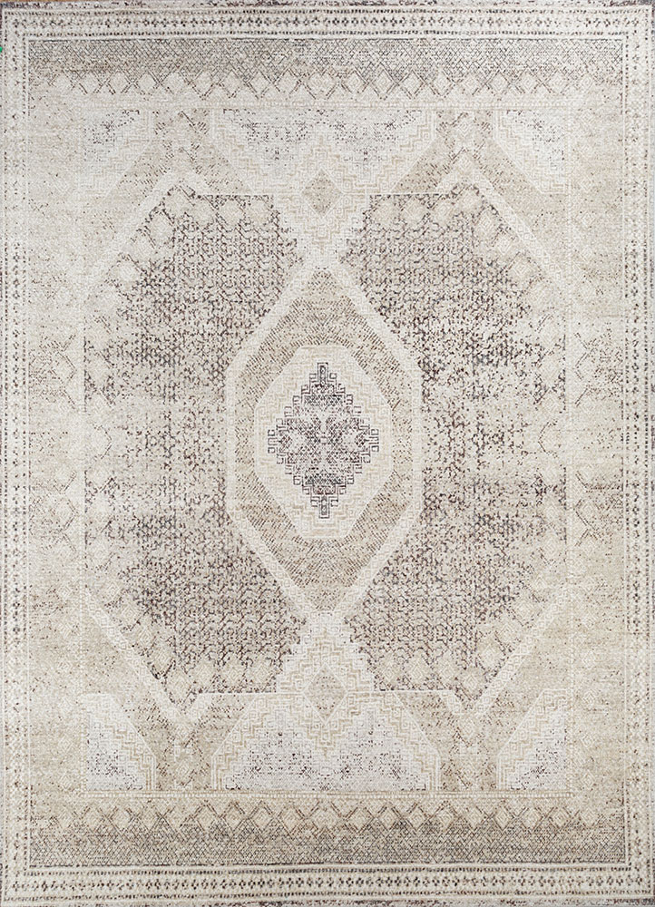 erbe beige and brown wool hand knotted Rug - HeadShot