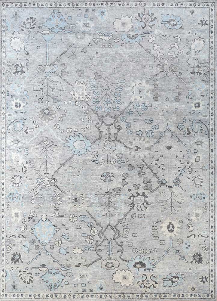 erbe grey and black wool hand knotted Rug - HeadShot