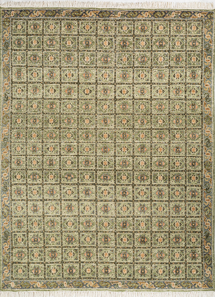erbe green wool hand knotted Rug - HeadShot