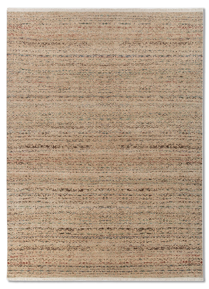 erbe beige and brown wool hand knotted Rug - HeadShot