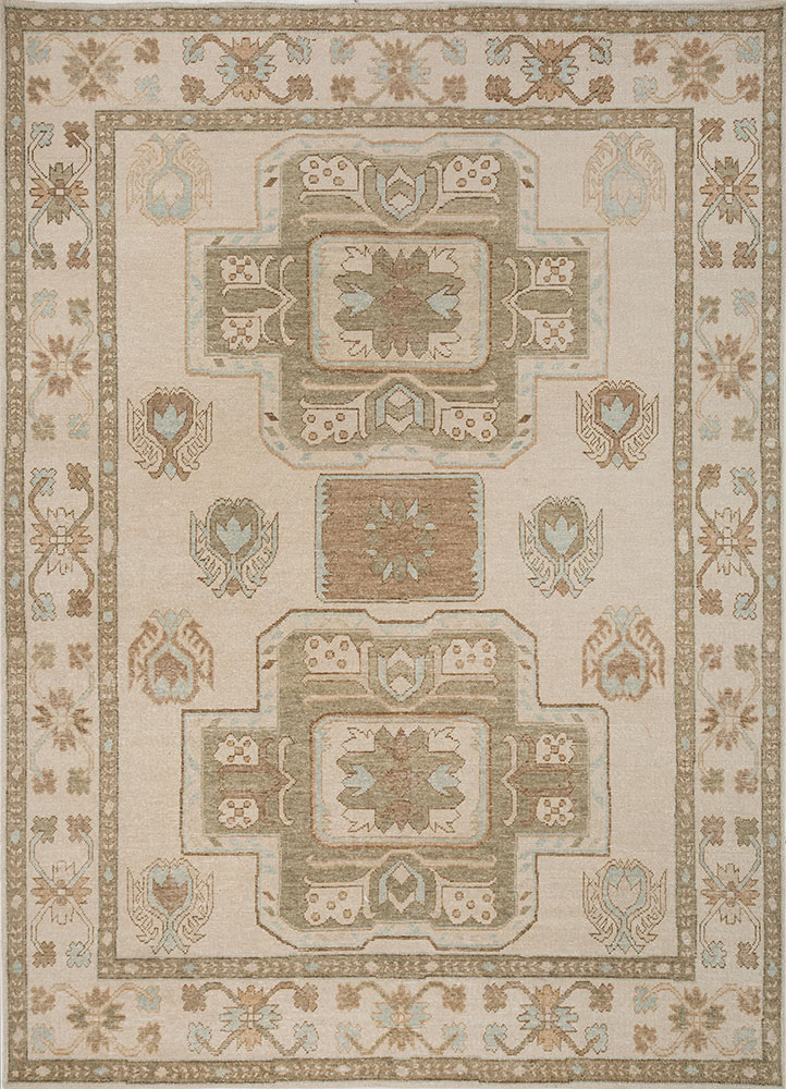 erbe ivory wool hand knotted Rug - HeadShot
