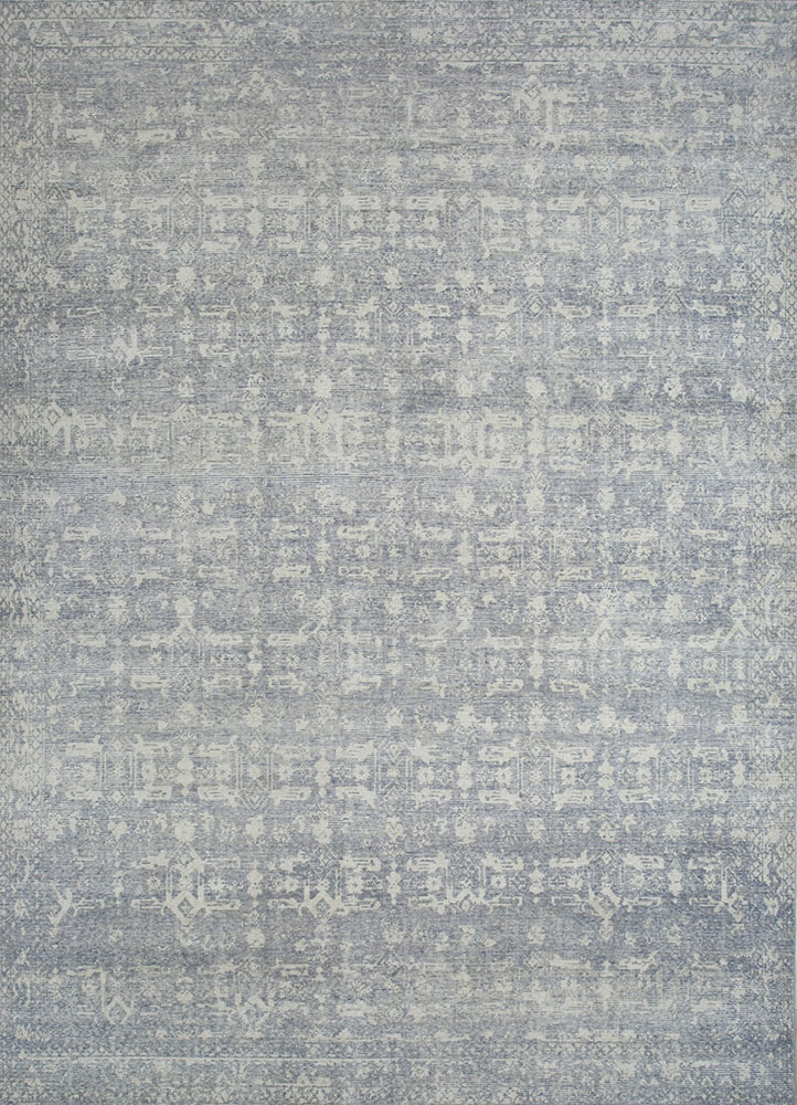 erbe blue wool hand knotted Rug - HeadShot