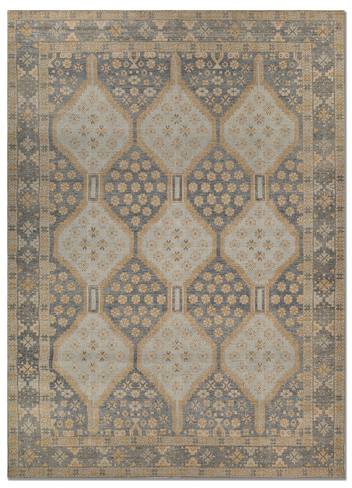 erbe blue wool hand knotted Rug - HeadShot