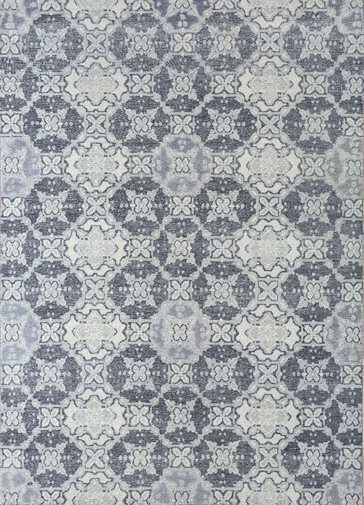 erbe blue wool hand knotted Rug - HeadShot