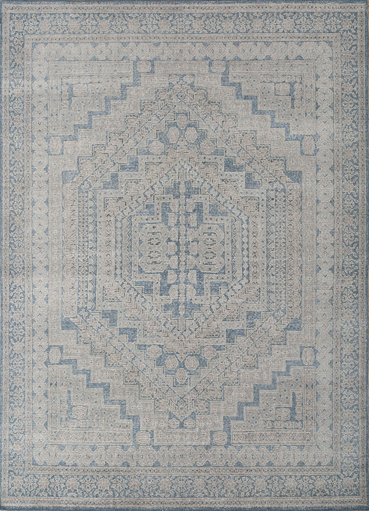 erbe grey and black wool hand knotted Rug - HeadShot