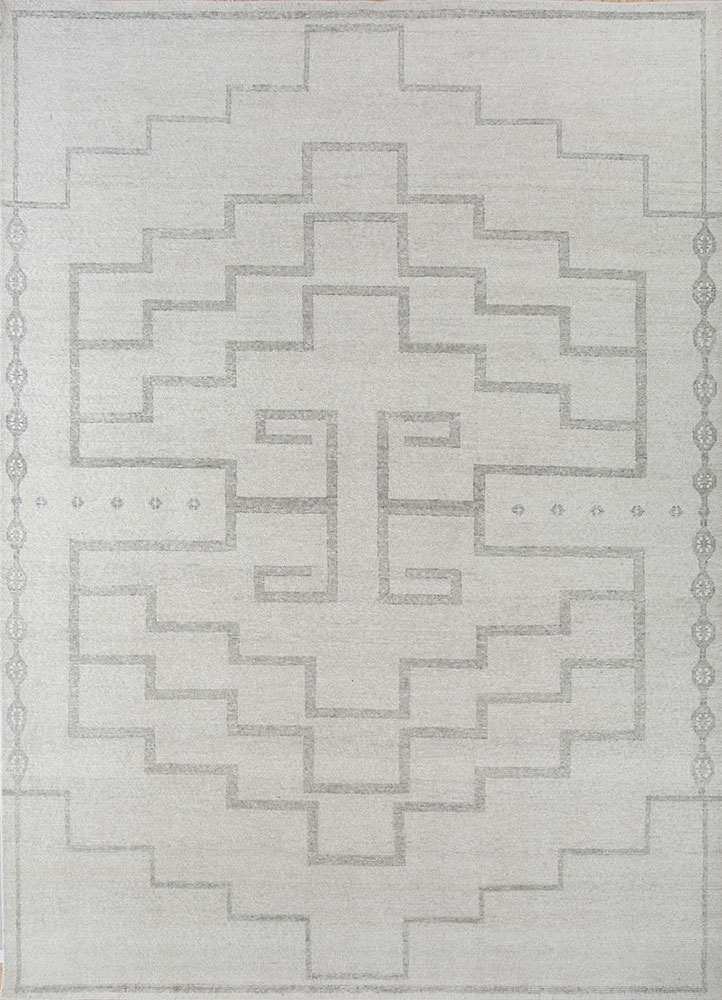 thyme ivory wool hand knotted Rug - HeadShot