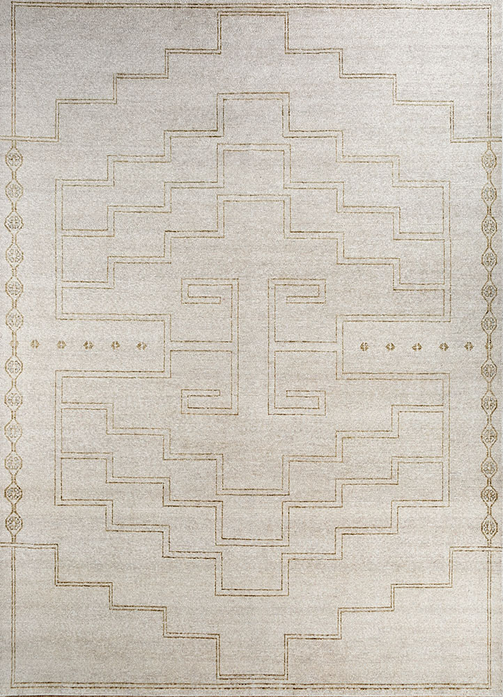 thyme ivory wool hand knotted Rug - HeadShot