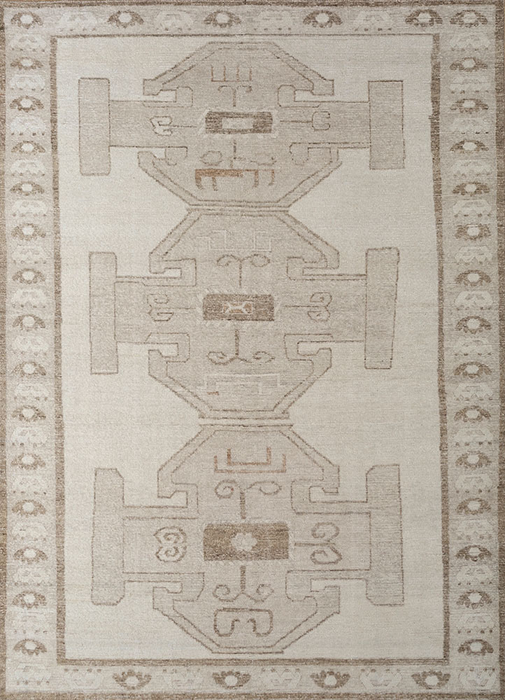 thyme ivory wool hand knotted Rug - HeadShot