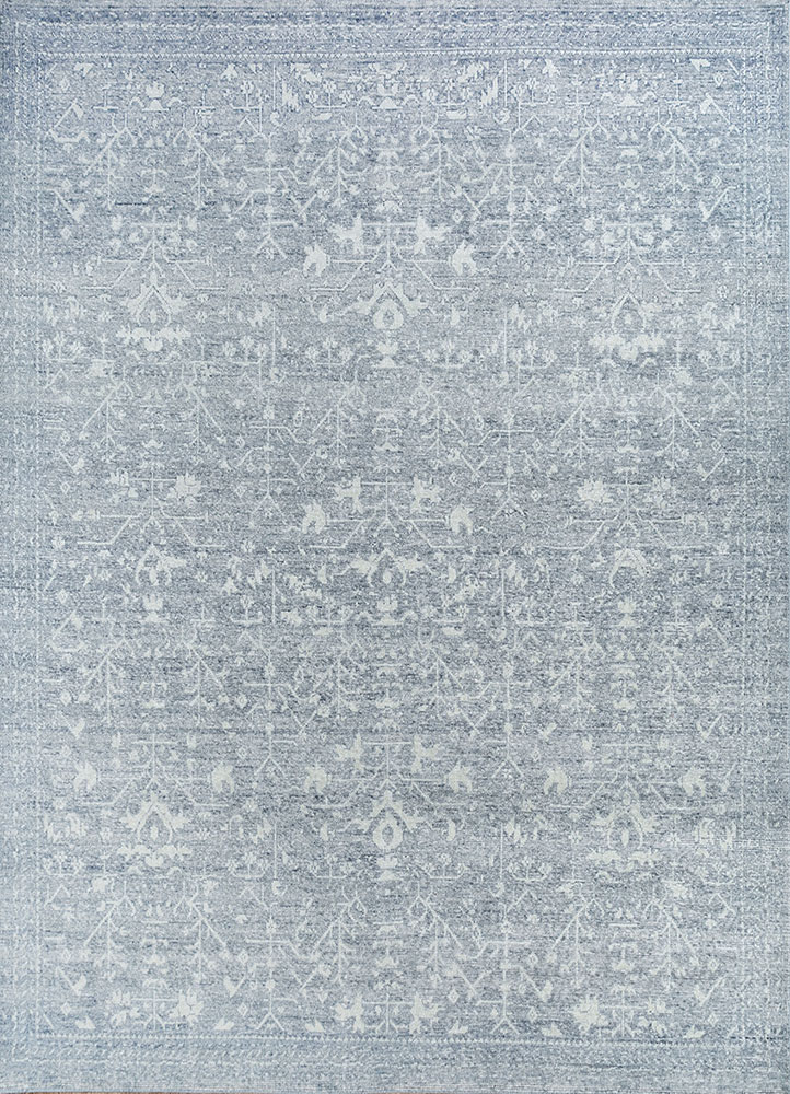 erbe blue wool hand knotted Rug - HeadShot