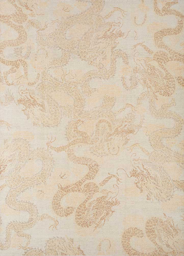 erbe ivory wool hand knotted Rug - HeadShot