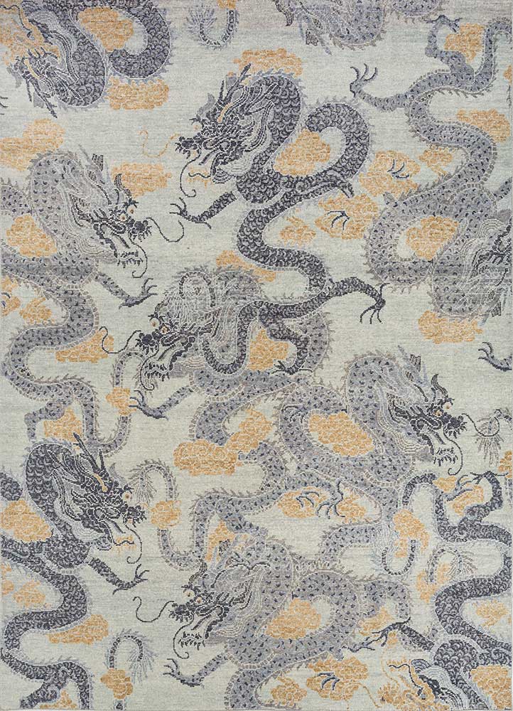 erbe blue wool hand knotted Rug - HeadShot
